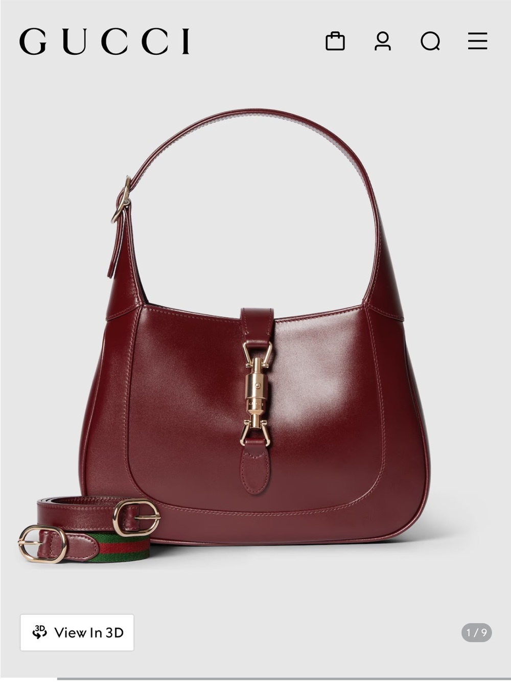 Gucci Jackie 1961 Medium Shoulder Bag in Rosso Ancora leather